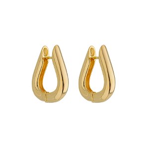 Argola articulada triangular perfil tubular semijoia em ouro 18