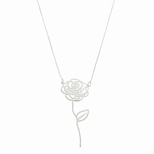 Colar rosa estampada prata