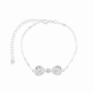 Pulseira laço de coração em prata 925