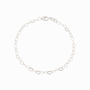 Pulseira corações em prata 925