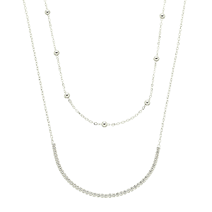 Colar duplo Riviera e bolinhas em prata 925
