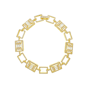 Pulseira luxo quadrada zircônias baquete e microzircônias