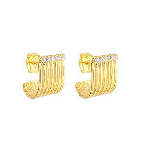 Brinco ear hook cravejado com zircônias