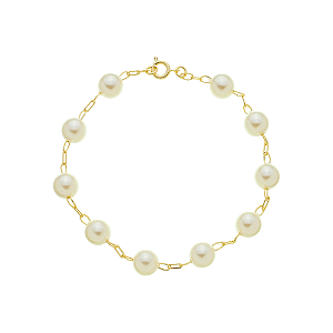 Pulseira de pérolas de água doce banhada a ouro 18k