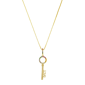 Colar com pingente chave Love dourado