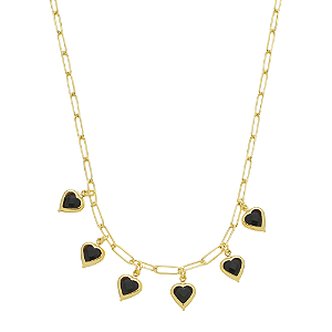 Gargantilha choker Cartier com corações preto