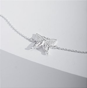 Pulseira borboleta cravejada prata 925