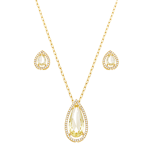 Conjunto colar e brincos gota citrino