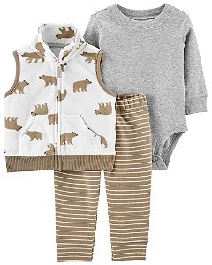 Conjunto Carter's 3 peças - Colete Urso