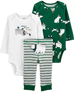 Conjunto Carter´s 3 peças Urso Polar - Manga Longa