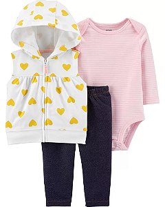 Conjunto Carter´s 3 peças - Colete Corações