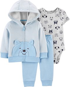 Conjunto Carter´s 3 peças -  Urso Azul com capuz