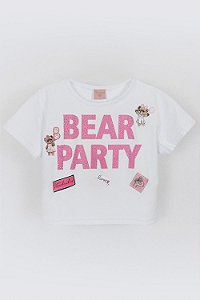 Blusa Pituchinhus Cotton Bear Party Patches Branco