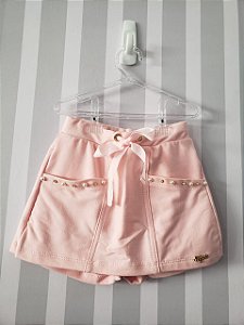 Short Saia Infanti Rosa Pérolas