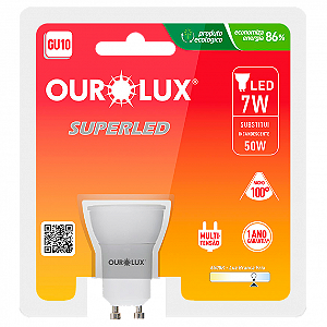 Lâmpada LED MR16 7W 2700K GU10 510 LUMENS Ourolux