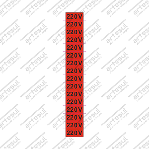 Placa Para Tomada em Alumínio Vermelha - 220V - 3,5x1,5cm - Cartela c/ 16 Un