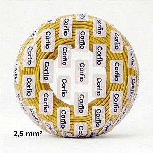 Cabo Flexível 2,5mm Amarelo Corfio 750V Antichamas Rolo 100m
