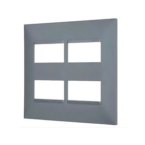 Placa 4x4 Posto 2+2 postos separados Cinza - Pial Plus+ 618514CZ