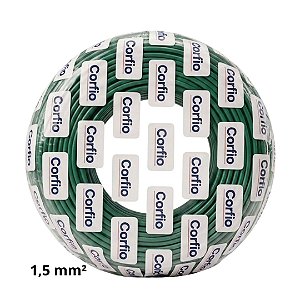 Cabo Flexível 1,5mm Verde 750V Corfio (Rolo com 100m)