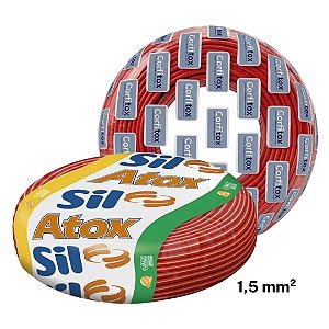 Cabo Flexivel Atox 1,5mm Vermelho 100m Sil / Corfio