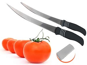 Faca Tomate Frutas Legumes 5 Pol Inox Knife Preto 2 Peças