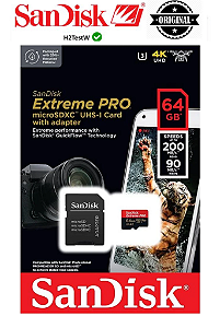 Cartão de Memória Sandisk Extreme Pro MicroSDHC 64GB 200MB/s U3 4K