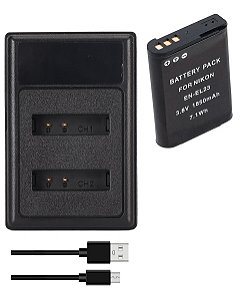 Kit Bateria + Carregador EN-EL23 p/ Nikon Coolpix P600-P900 | Ponto Tech