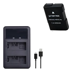 Kit Bateria + Carregador EN-EL14 2050mAh p/ Nikon | Ponto Tech