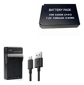 Kit Carregador + Bateria Lp-e12 Para Canon Eos M M2 M50 M100