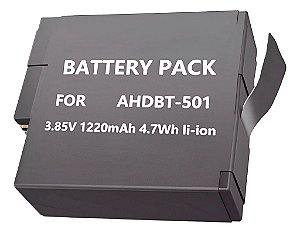Bateria Ahdbt-501 para GoPro Hero Recarregável 1220mah 3.85V