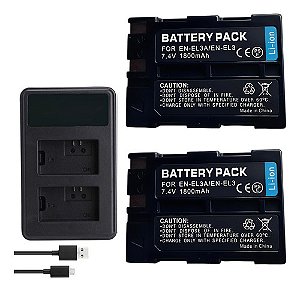 Kit 2 En-el3 P/ Nikon D50 D70 D70s D100 D200 D300 D300s D700