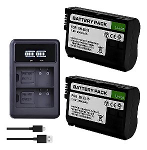 Kit 2 Baterias En-el15 Para Nikon D750 D780 D800 D800E D800A
