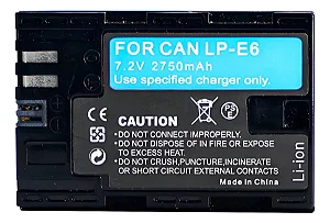 Bateria LP-E6 7.2V 2750mAh p/ Canon 5D 6D 7D 90D | Ponto Tech