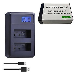 Kit Carregador + Bateria LP-E17 1200mAh 7.2V P/ Canon EOS M3