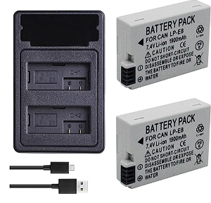 Kit 2 Baterias Lp-e8 Para Canon Eos Kiss X4, X5 X6i X7i 700D