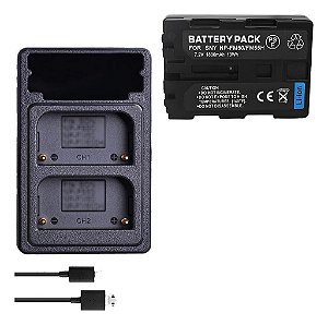 Kit 1 Bateria NP-FM50 P/ Sony Handycam DCR-DVD92 CCD-TRV238E