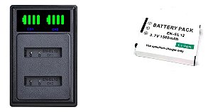 Kit Bateria En-el12 + Carregador Para Nikon S9900, S9600, S9100, AW120
