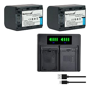 Carregador + 2 Baterias NP-FH70  P/ Sony DCR-SR52C SR52E SR55 SR55C