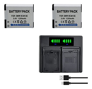 Carregador + 2 Baterias  Dmw-bcm13 Para Panasonic Dmc-tz55 Dmc-tz37 Dmc-tz41 Dmc-tz40