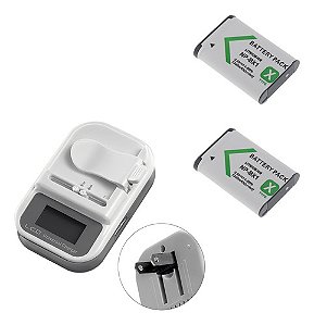 Kit 2 Baterias NP-BX1 3.6V + Carregador Universal LCD Ponto Tech