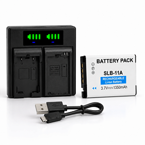 Kit Carregador + Bateria Slb-11a 1350mah Compatível Samsung Cl80 St1000