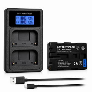 Kit Carregador + Bateria NP-FM500H 2100mAh Compatível Sony Alpha DSLR