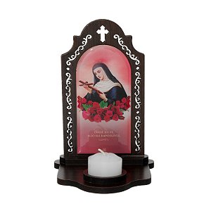 Capela com Porta-Vela de Santa Rita de Cássia Resinada em MDF