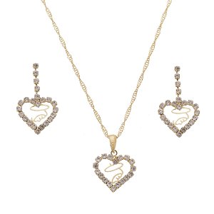 N.S. do Silêncio Folheado com Strass - (Colar e Brinco)