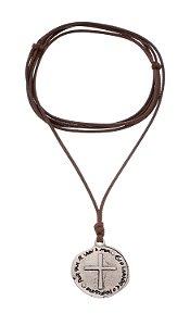 Cordão Medalha Das Duas Cruzes - Níquel Pintado