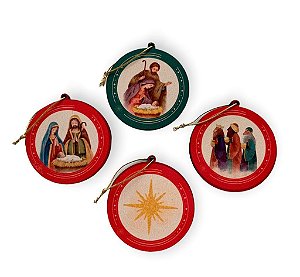 Kit de Enfeites Religiosos de Natal em MDF - 4 Peças Lindas