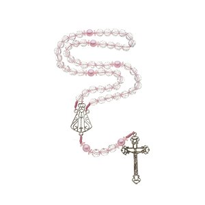 Terço de Nossa Senhora Aparecida com Contas Rosas Translúcidas