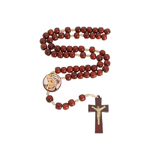 Terço de Pulso Nossa Senhora da Salette em Madeira Pau Brasil