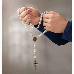 Terço Mãezinha do Céu Madeira Contas 8mm Color Nossa Senhora das Graças