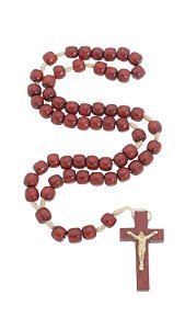 Terço de Jesus Misericordioso em Madeira Pau Brasil - 8mm